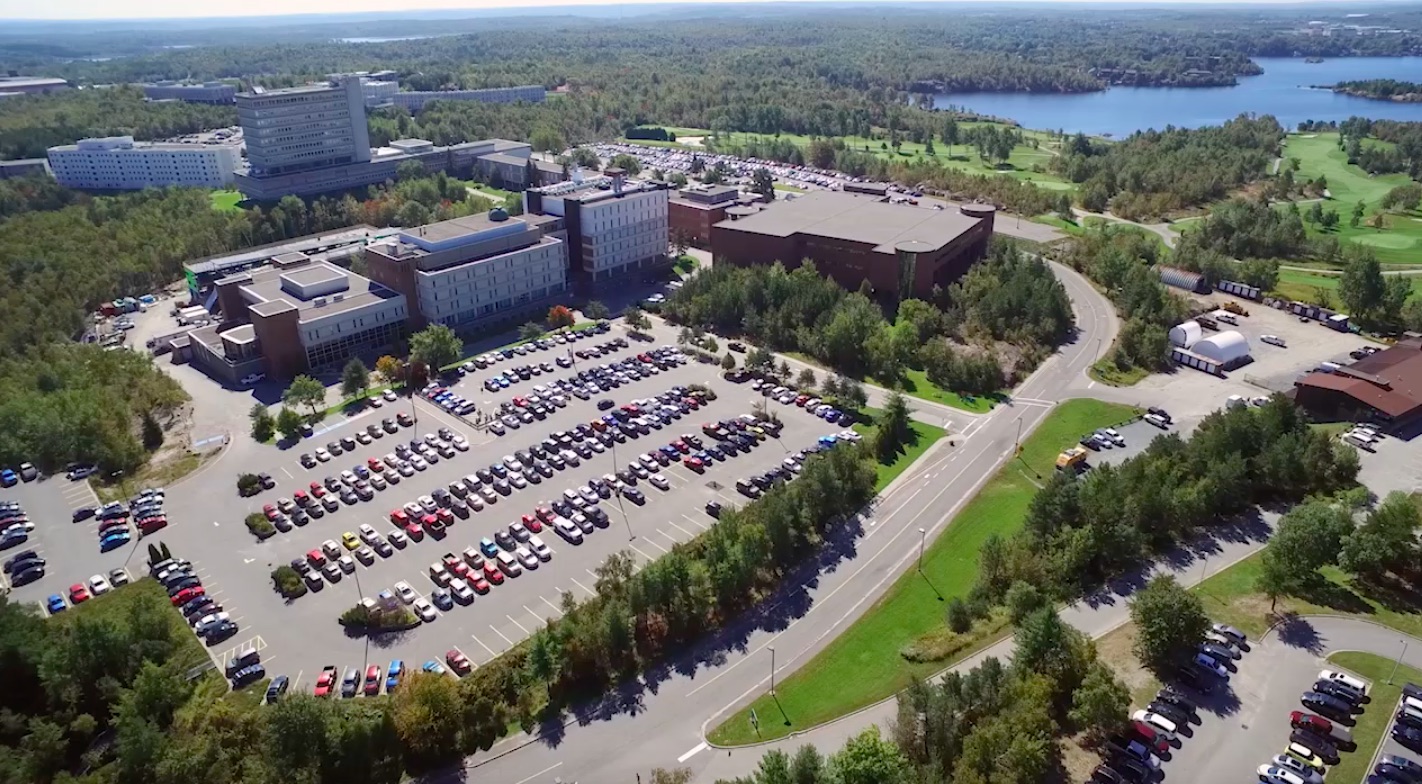 aerial view of a Laurentian parking lot